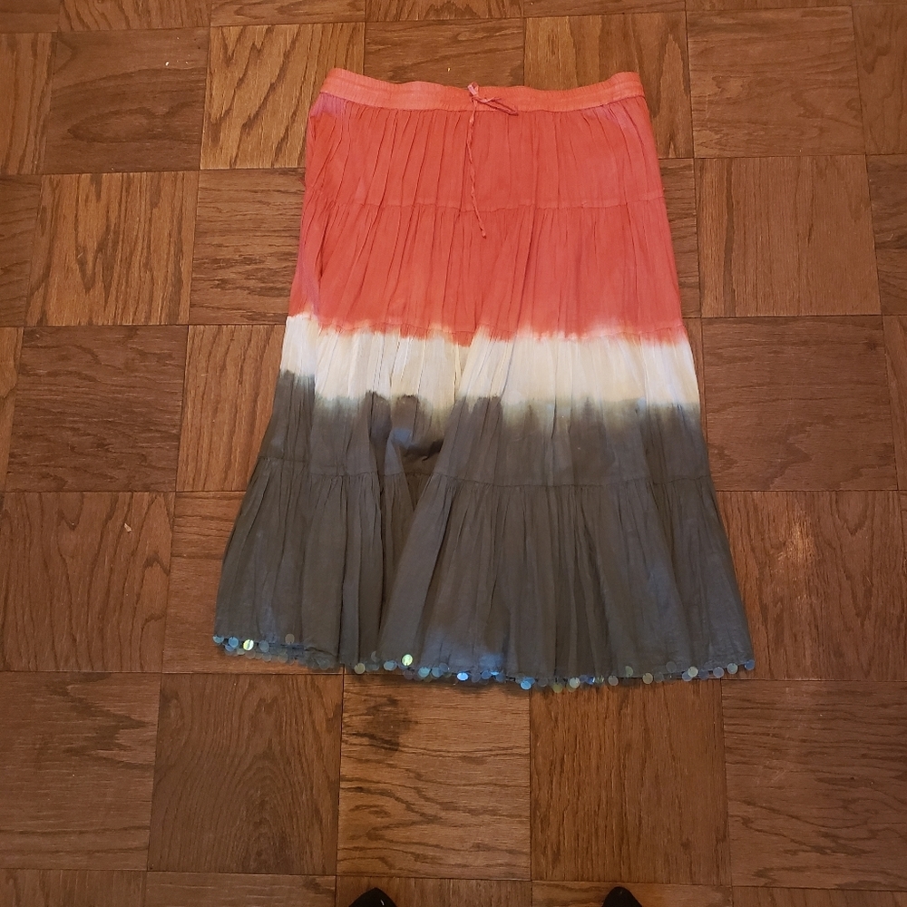 Boho Skirt Festival gauze Large Tie Dyed sequined